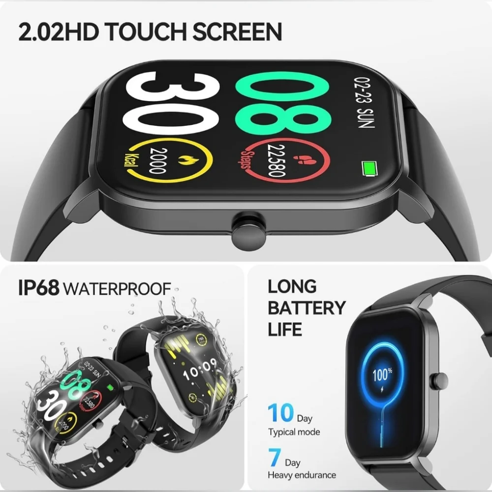 Men's/Women's Fitness Smart Watch Bluetooth Waterproof - Picture 2 of 7